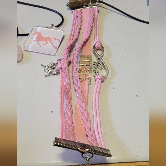 Horse pendant, Rose Quartz Heart, Unakite point, Horse bracelet. - Picture 5 of 5